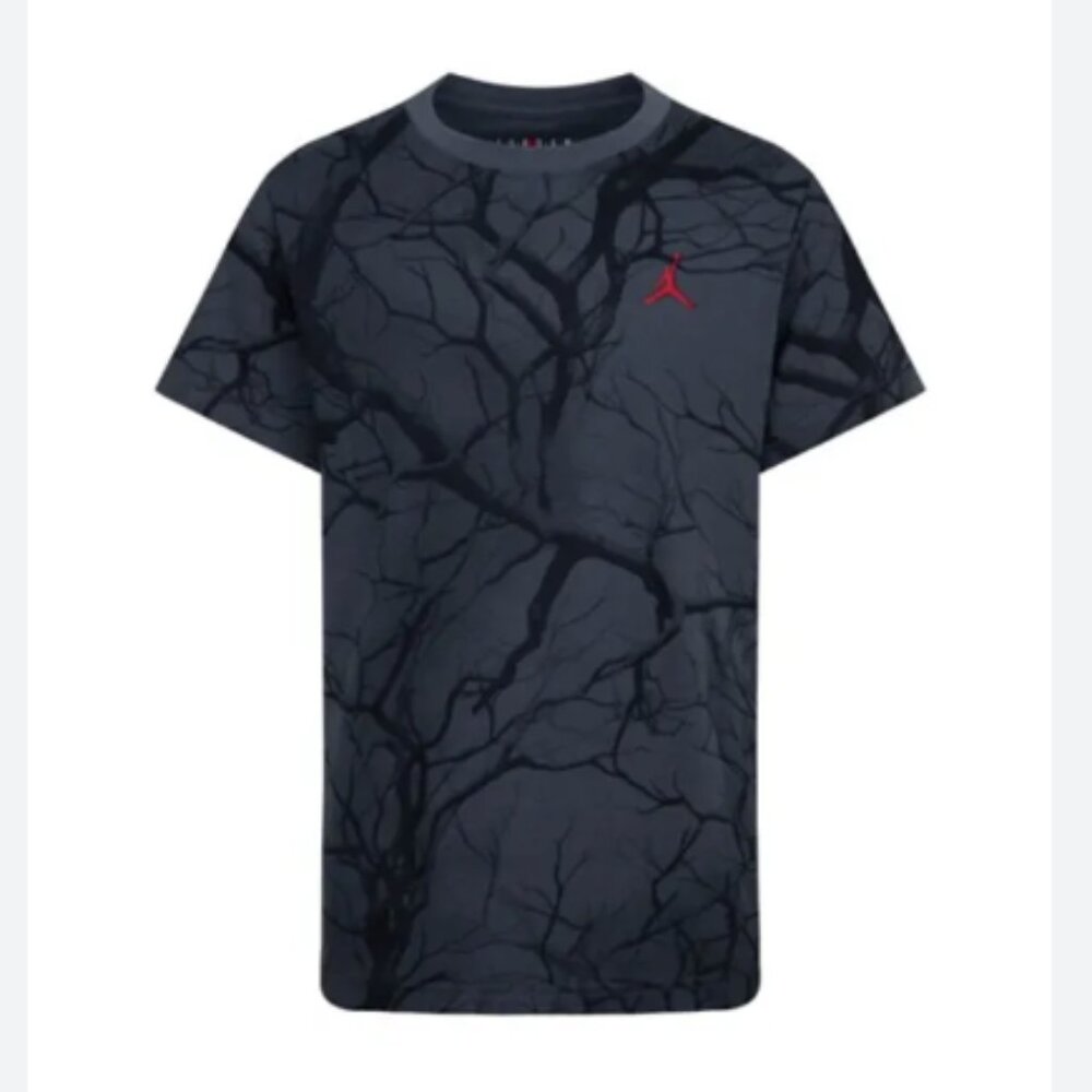 NWT - Jordan Big Kids' Family Tree Printed T-Shirt - Anthracite - Boy's Large